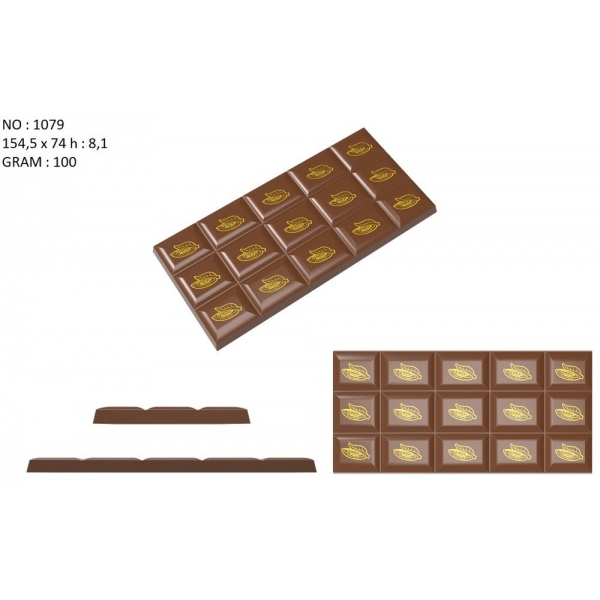 Polikarbon Kakao Desenli Tablet Çikolata Kalıbı